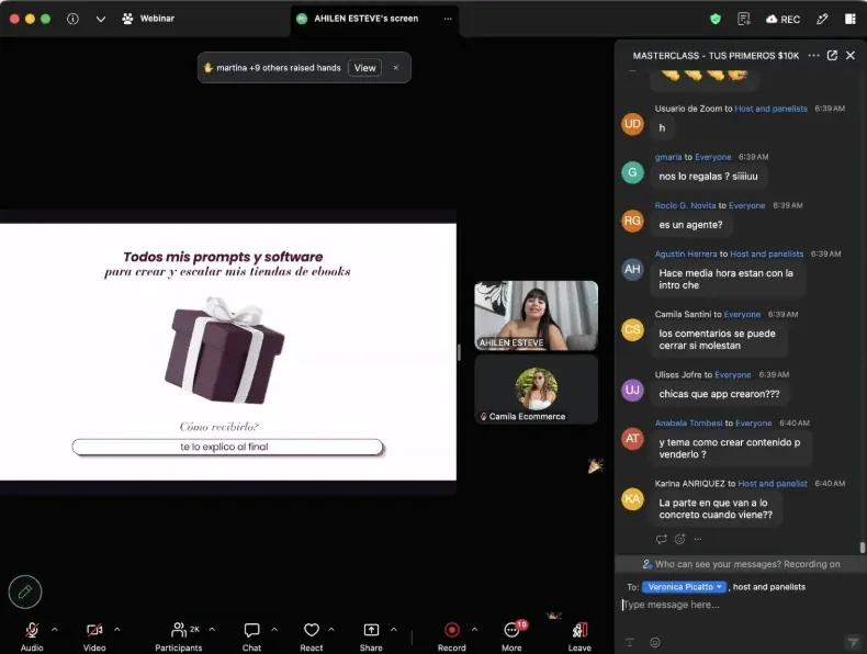 Masterclass en Zoom con 2K participantes en vivo